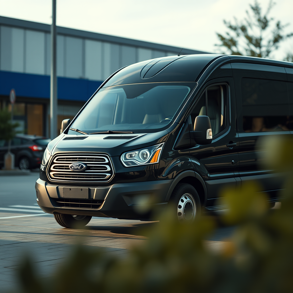 2025 Ford Transit, black color, in an attractive environment to appeal to customers